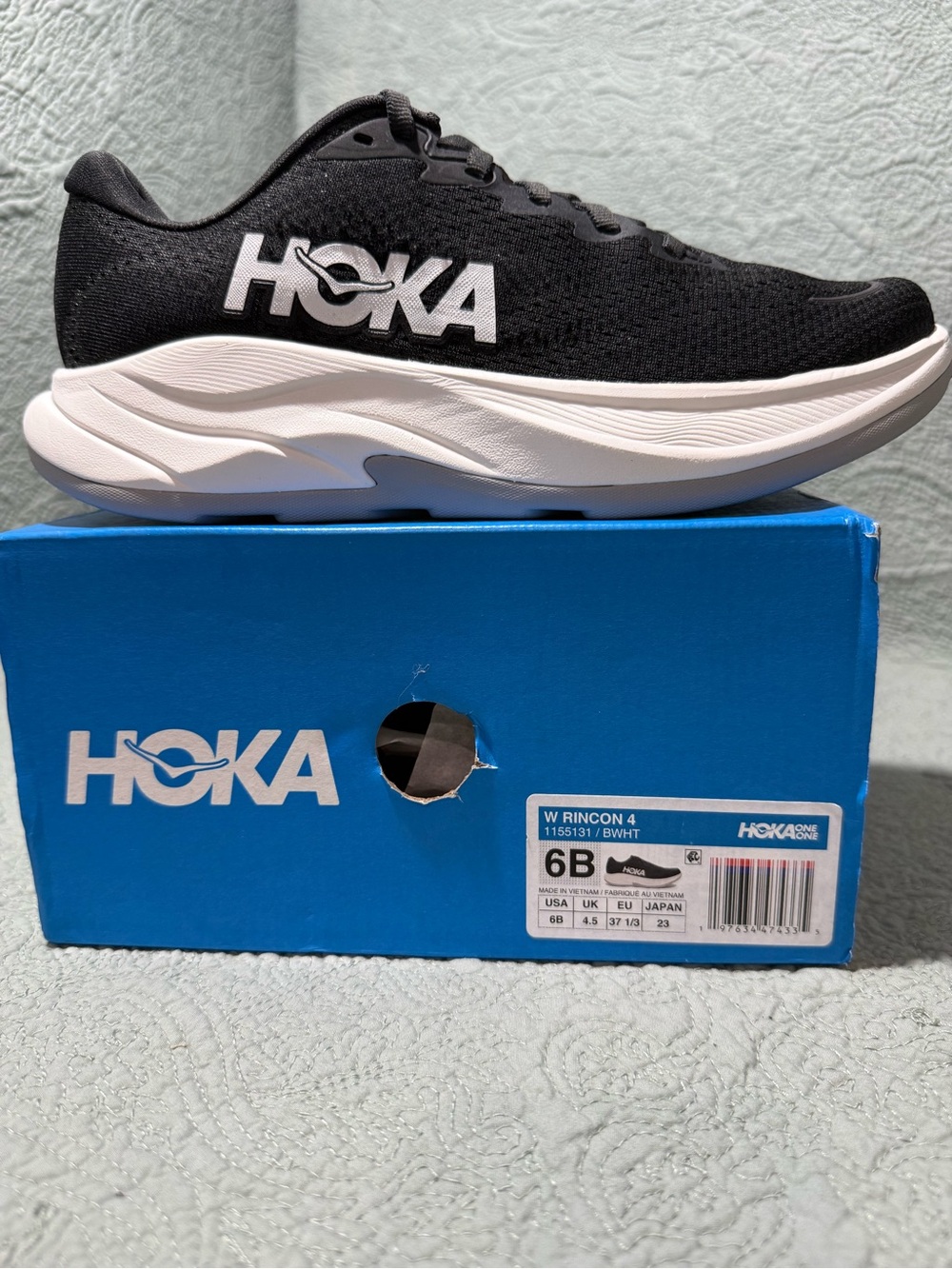 Hoka Women's Black and White Running Sneakers - Picture 8 of 8